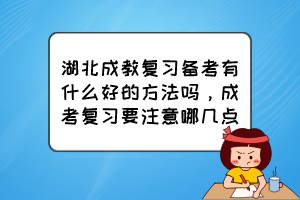 湖北成教復習備考有什么好的方法嗎，成考復習要注意哪幾點？
