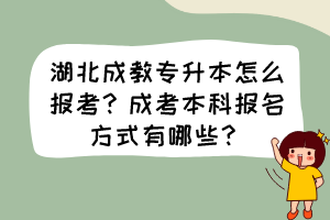 湖北成教專升本怎么報(bào)考？成考本科報(bào)名方式有哪些？
