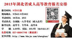 <font color='#FF0000'>2015年湖北成人高考(成人教育)專/專升本報(bào)名考試時(shí)間安排</font>