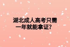 湖北成人高考只需一年就能拿證？