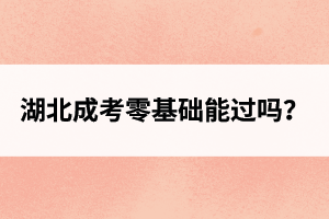 湖北成考零基礎(chǔ)能過嗎？