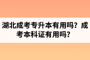 湖北省成人高考專升本有用嗎？成考本科證有用嗎？