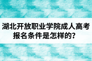 湖北開放職業(yè)學(xué)院成人高考報(bào)名條件是怎樣的？成考報(bào)考時(shí)間安排是怎樣的？