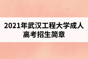 2021年武漢工程大學(xué)成人高考招生簡(jiǎn)章