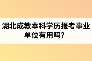 湖北成教本科學歷報考事業(yè)單位有用嗎？