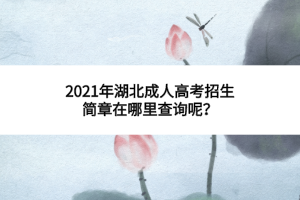 2021年湖北成人高考招生簡章在哪里查詢呢？