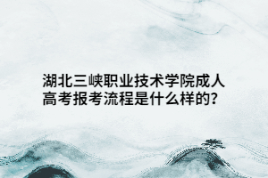湖北三峽職業(yè)技術學院成人高考報考流程是什么樣的？