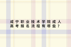 咸寧職業(yè)技術(shù)學院成人高考報名流程有哪些？