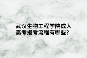 武漢生物工程學(xué)院成人高考報考流程有哪些？