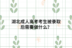 湖北成人高考考生被錄取后需要做什么？
