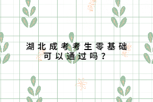 湖北成考考生零基礎可以通過嗎？