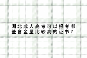 湖北成人高考可以報(bào)考哪些含金量比較高的證書？