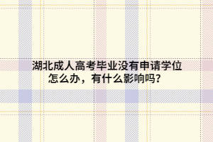 湖北成人高考畢業(yè)沒有申請學(xué)位怎么辦，有什么影響嗎？