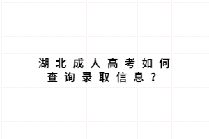 湖北成人高考如何查詢錄取信息？