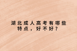 湖北成人高考有哪些特點，好不好？