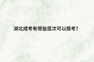 湖北成考有哪些層次可以報考？