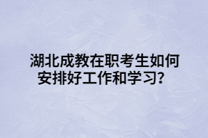 湖北成教在職考生如何安排好工作和學習？