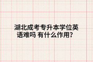 湖北成考專升本學(xué)位英語難嗎 有什么作用？