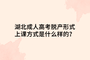 湖北成人高考脫產(chǎn)形式上課方式是什么樣的？