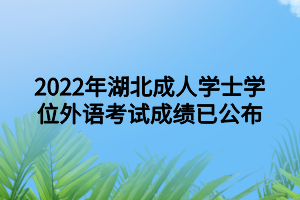 2022年湖北成人學(xué)士學(xué)位外語(yǔ)考試成績(jī)已公布