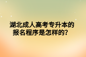 湖北成人高考專升本的報(bào)名程序是怎樣的？