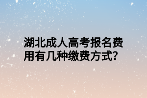 湖北成人高考報名費(fèi)用有幾種繳費(fèi)方式？