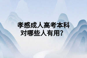孝感成人高考本科對哪些人有用？