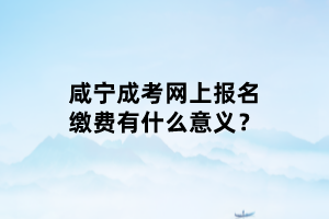 咸寧成考網(wǎng)上報名繳費有什么意義？