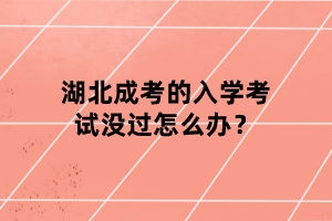 湖北成考的入學考試沒過怎么辦？