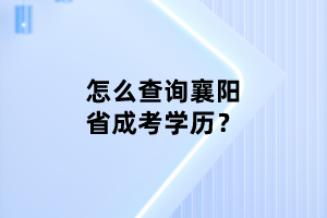怎么查詢襄陽省成考學歷？