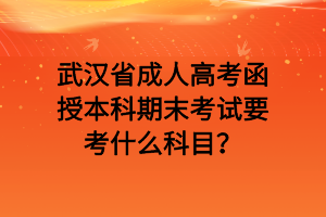 武漢省成人高考函授本科期末考試要考什么科目？
