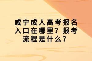 咸寧成人高考報名入口在哪里？報考流程是什么？