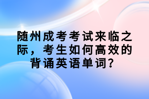隨州成考考試來臨之際，考生如何高效的背誦英語單詞？