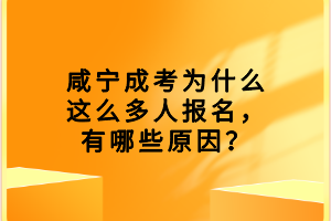 咸寧成考為什么這么多人報(bào)名，有哪些原因？