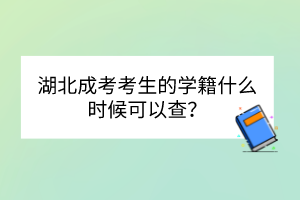 湖北成考考生的學籍什么時候可以查？