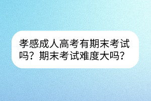 孝感成人高考有期末考試嗎？期末考試難度大嗎？
