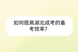 如何提高湖北成考的備考效率？