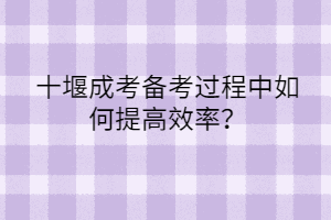 十堰成考備考過程中如何提高效率？