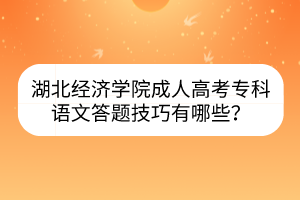 湖北經(jīng)濟學院成人高考?？普Z文答題技巧有哪些？