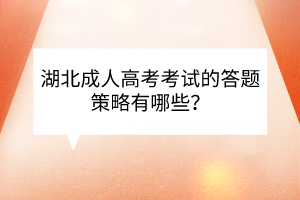 湖北成人高考考試的答題策略有哪些？