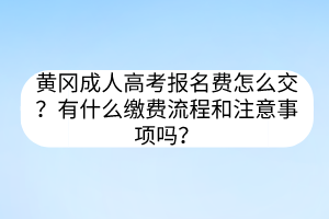 黃岡成人高考報(bào)名費(fèi)怎么交？有什么繳費(fèi)流程和注意事項(xiàng)嗎？
