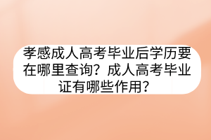 孝感成人高考畢業(yè)后學(xué)歷要在哪里查詢？成人高考畢業(yè)證有哪些作用？
