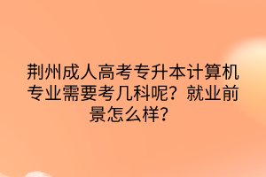 荊州成人高考專(zhuān)升本計(jì)算機(jī)專(zhuān)業(yè)需要考幾科呢？就業(yè)前景怎么樣？