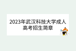 2023年武漢科技大學(xué)成人高考招生簡章