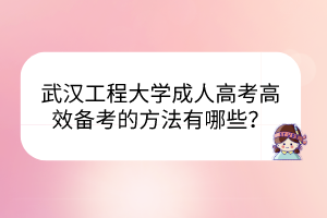 武漢工程大學(xué)成人高考高效備考的方法有哪些？