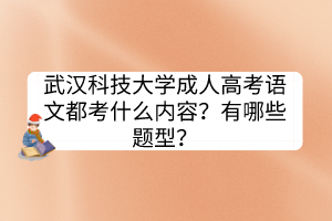 武漢科技大學(xué)成人高考語(yǔ)文都考什么內(nèi)容？有哪些題型？
