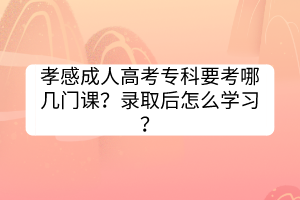 孝感成人高考?？埔寄膸组T課？錄取后怎么學(xué)習(xí)？