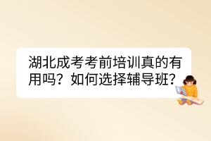 湖北成考考前培訓(xùn)真的有用嗎？如何選擇輔導(dǎo)班？