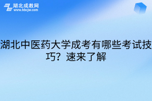 湖北中醫(yī)藥大學成考有哪些考試技巧？速來了解