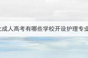 湖北成人高考有哪些學(xué)校開設(shè)護(hù)理專業(yè)？